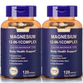 240 Capsules - 12 In 1 Magnesium Glycinate, 700MG Magnesium Complex WIth Citrate, Malate, Carbonate, Taurate, Oxide, Easy Absorbable Calm Magnesium Supplements Support & Sleep Health, Relaxation, Gluten Free