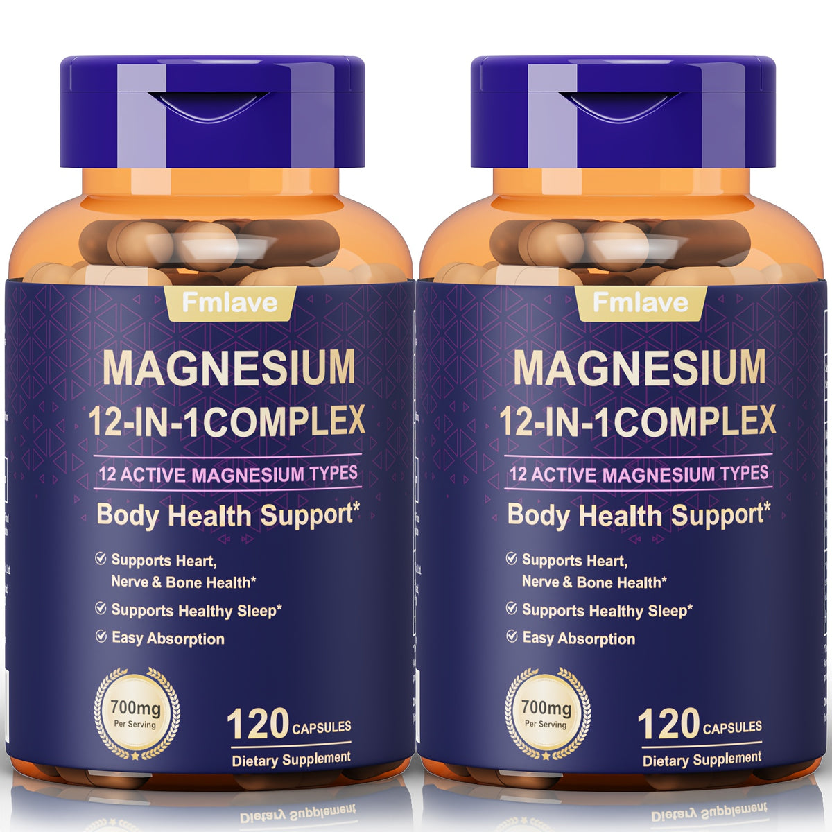 240 Capsules - 12 In 1 Magnesium Glycinate, 700MG Magnesium Complex WIth Citrate, Malate, Carbonate, Taurate, Oxide, Easy Absorbable Calm Magnesium Supplements Support & Sleep Health, Relaxation, Gluten Free